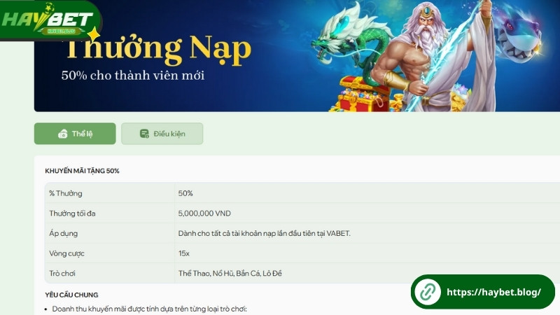 Khuyến mãi Haybet khi nạp tiền lần đầu Khuyến mãi Haybet khi nạp tiền lần đầu