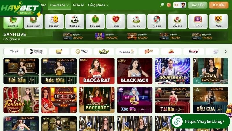 Live Casino trực tuyến hấp dẫn tại Haybet Live Casino trực tuyến hấp dẫn tại Haybet