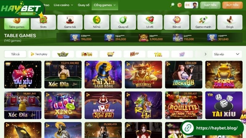 Table Game đối kháng xanh chín tại Haybet Table Game đối kháng xanh chín tại Haybet